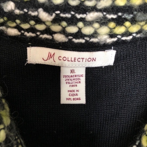 Jm COLLECTION - Textured Jacket One Button-Snap Black, White and Green - Size XL - Picture 4 of 4